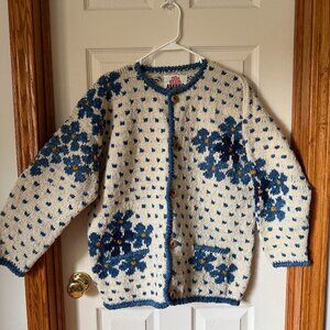 Amano Women's Vintage Cardigan Sweater M/L, 100% Wool, Knit